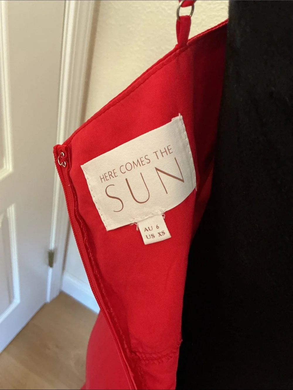 Sleeveless Red Maxi Dress with Floral Trim Accents - Picture 4 of 4